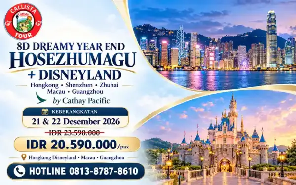 Paket Tour 8 Hari Dreamy Year End Hongkong Disneyland