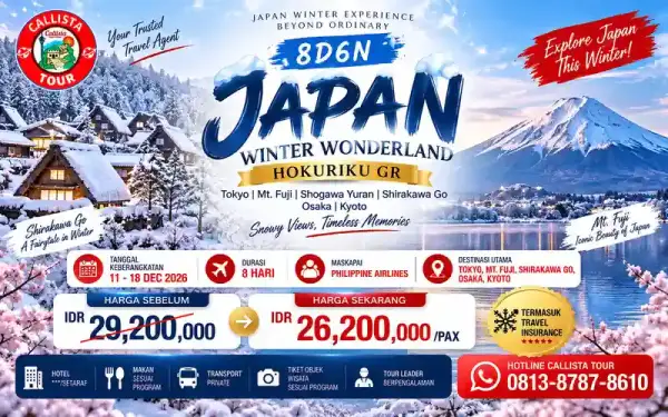 Paket Tour 8 Hari Jepang Winter Hokuriku & Shirakawa-go