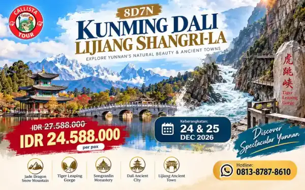 Paket Tour 8 Hari Kunming Dali Lijiang Shangri-La + Jade Dragon Snow