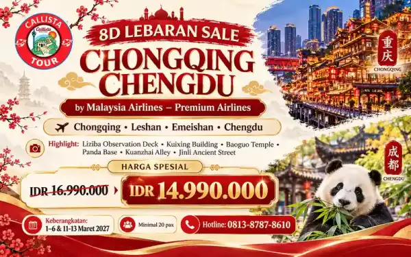 Paket Tour 8 Hari Lebaran Sale Chongqing Chengdu Leshan Emeyshan
