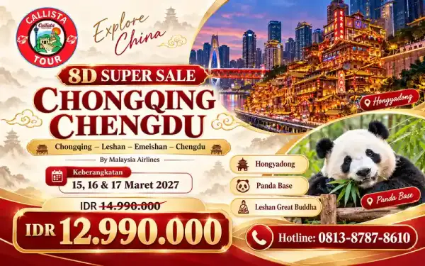 Paket Tour 8 Hari Super Sale Chongqing Chengdu Leshan Emeyshan