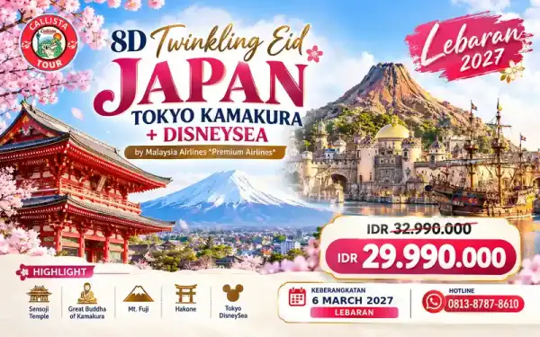 Paket Tour 8 Hari Twinkling Lebaran Japan Tokyo Kamakura + DisneySea