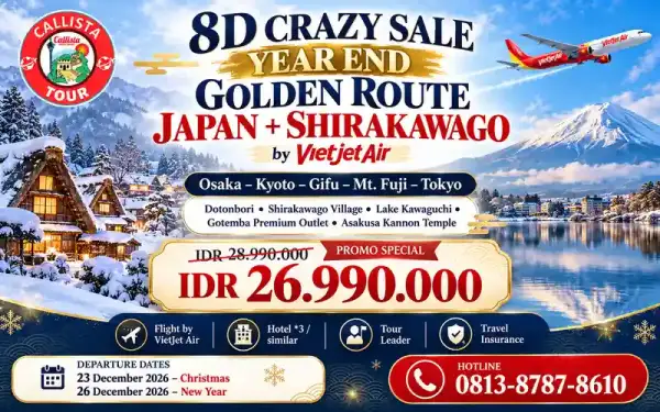 8 Hari Year End Golden Route Jepang + Shirakawago 1