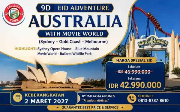 Paket Tour Tour Australia Lebaran 9 Hari Eid Australia with Movie World