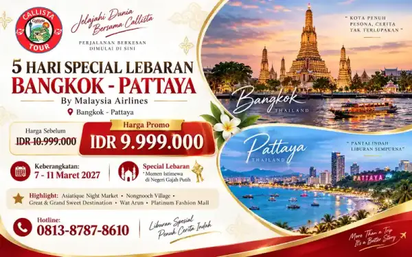 Tour Bangkok Pattaya 5 Hari Spesial Lebaran