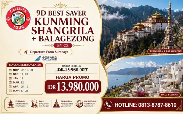 Paket Tour Best Saver Yunnan Shangrila Balagezong 9 Hari start SUB