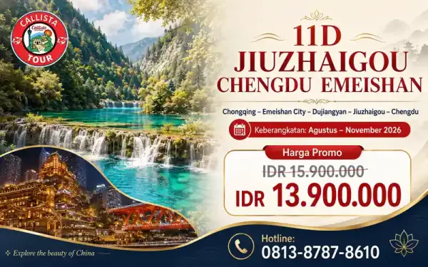 Paket Tour Tour China  11 Hari Jiuzhaigou Chengdu Emheishan