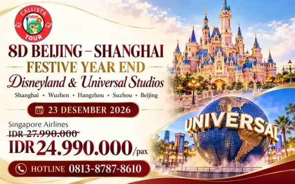 Tour China 2026 8D Beijing Shanghai Disneyland & Universal Studio