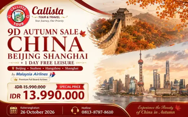 Paket Tour Tour China 9 Hari Autumn China Beijing Shanghai + 1 Free Day