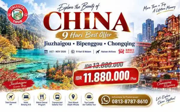Tour China 9 Hari Best Offer Jiuzhaigou Bipenggou Chongqing