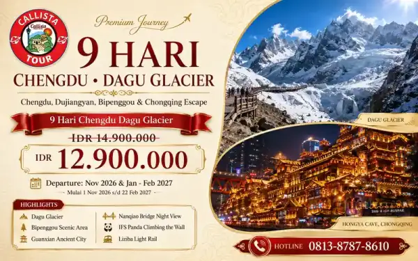 Paket Tour Tour China 9 Hari Chengdu Dagu Glacier Chongqing