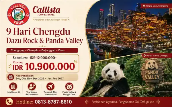 Tour China 9 Hari Chengdu Panda Valley &amp; Dazu Rock