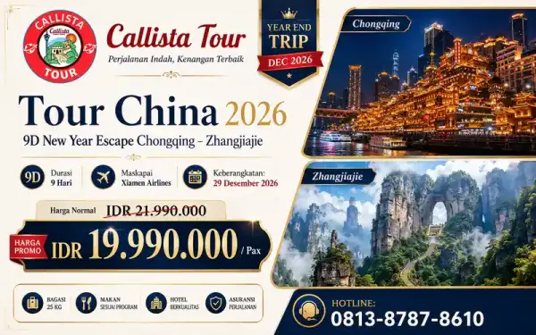 Tour China 9D New Year Escape Chongqing Zhangjiajie 1