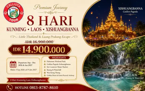Tour China 8 Hari Kunming Xishuangbanna Laos