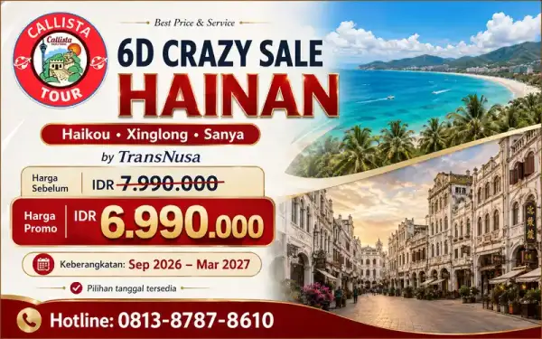 Paket Tour Tour China Murah 6 Hari Hainan Haikou Xinglong Sanya