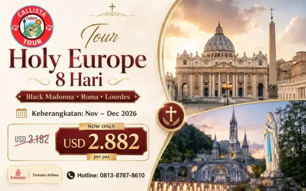 Paket Tour Tour Holy Europe 8 Hari Black Madonna Roma Lourdes