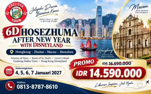 Hongkong 7 Hari Guangzhou Macau + Disneyland After New Year