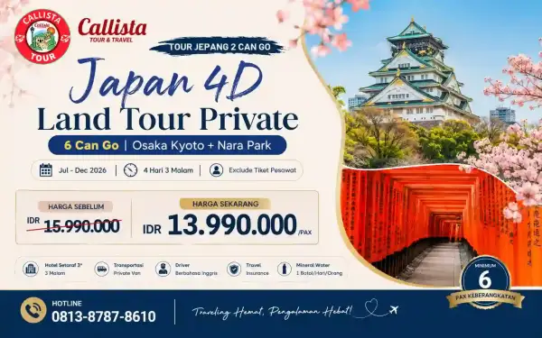 Japan 4D Land Tour Private 6 Can Go Osaka Kyoto + Nara Park