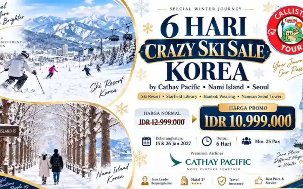 Tour Korea 6 Hari Nami Island - Seoul Crazy Ski
