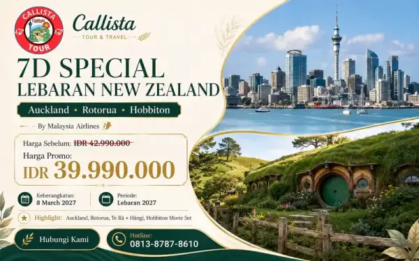 Tour New Zealand 7 Hari Special Eid Auckland Rotorua Hobiton