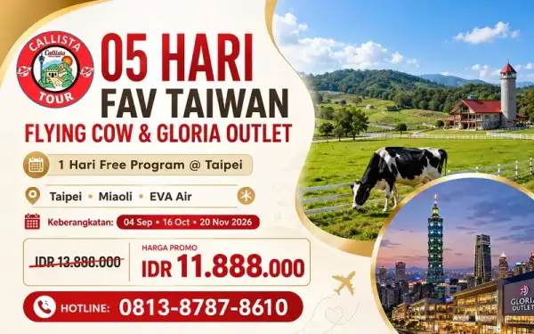 Paket Tour Taiwan Flying Cow & Gloria Outlet 5 Hari