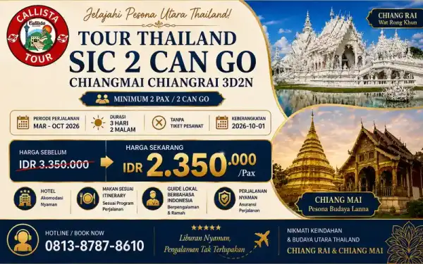 Tour Thailand SIC 2 Can Go Chiangmai Chiangrai 3D2N