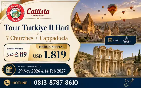 Paket Tour Tour Turkiye 11 Hari 7 Churches + Cappadocia