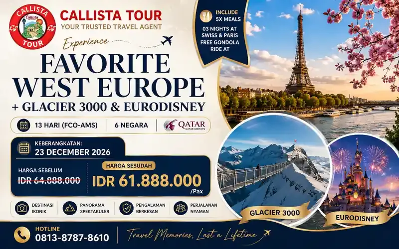 Paket Tour 13D Favorite West Europe Glacier & EuroDisney Kids Friendly