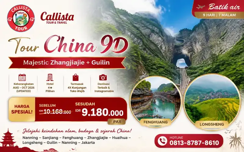 Tour China 9D Majestic Zhangjiajie + Guilin