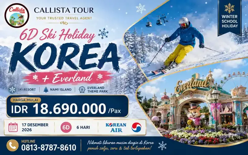 Paket Tour 6D Ski Holiday Korea + Everland