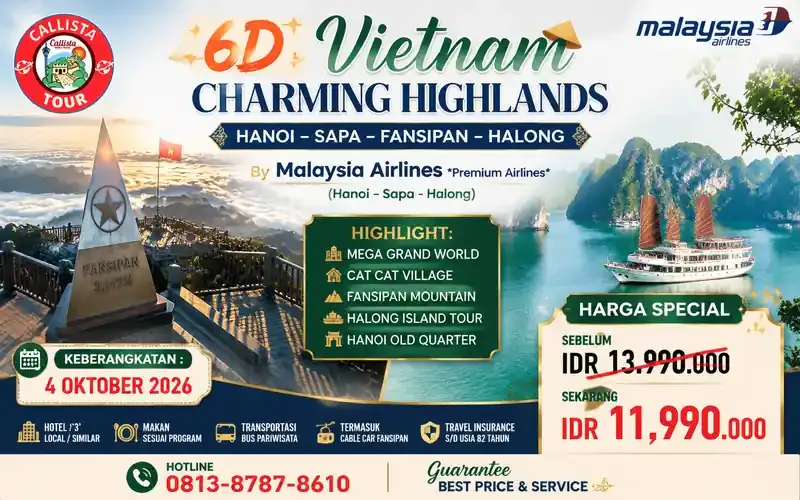 Paket Tour 6D Vietnam Charming Highlands Hanoi Sapa Fansipan
