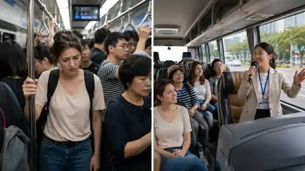 Perbandingan MRT Seoul yang padat vs bus nyaman dalam paket tour Korea