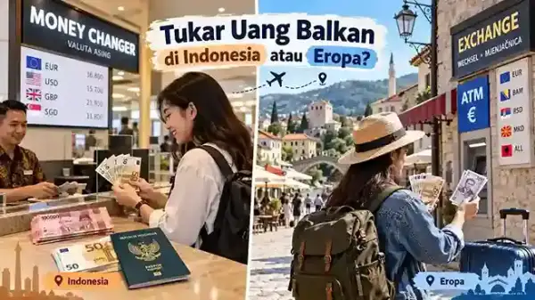 Tukar uang Balkan di Indonesia atau Eropa, money changer dan ATM di Mostar Bosnia