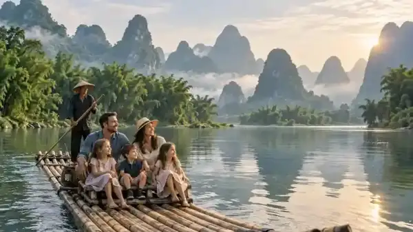 Tour Guilin China: Lukisan Alam Sungai Li dari Rakit Bambu