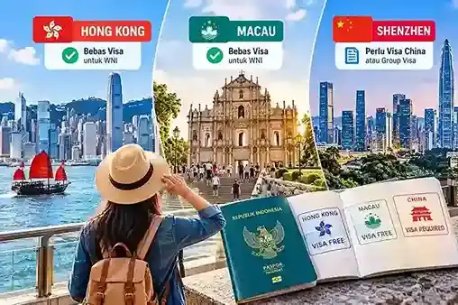 Panduan visa Hongkong, Macau dan Shenzhen untuk WNI dengan panorama wisata Hong Kong, Macau dan China.
