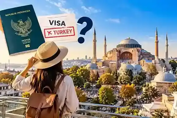 Visa Turki untuk WNI di Istanbul Turki dengan Hagia Sophia dan paspor Indonesia